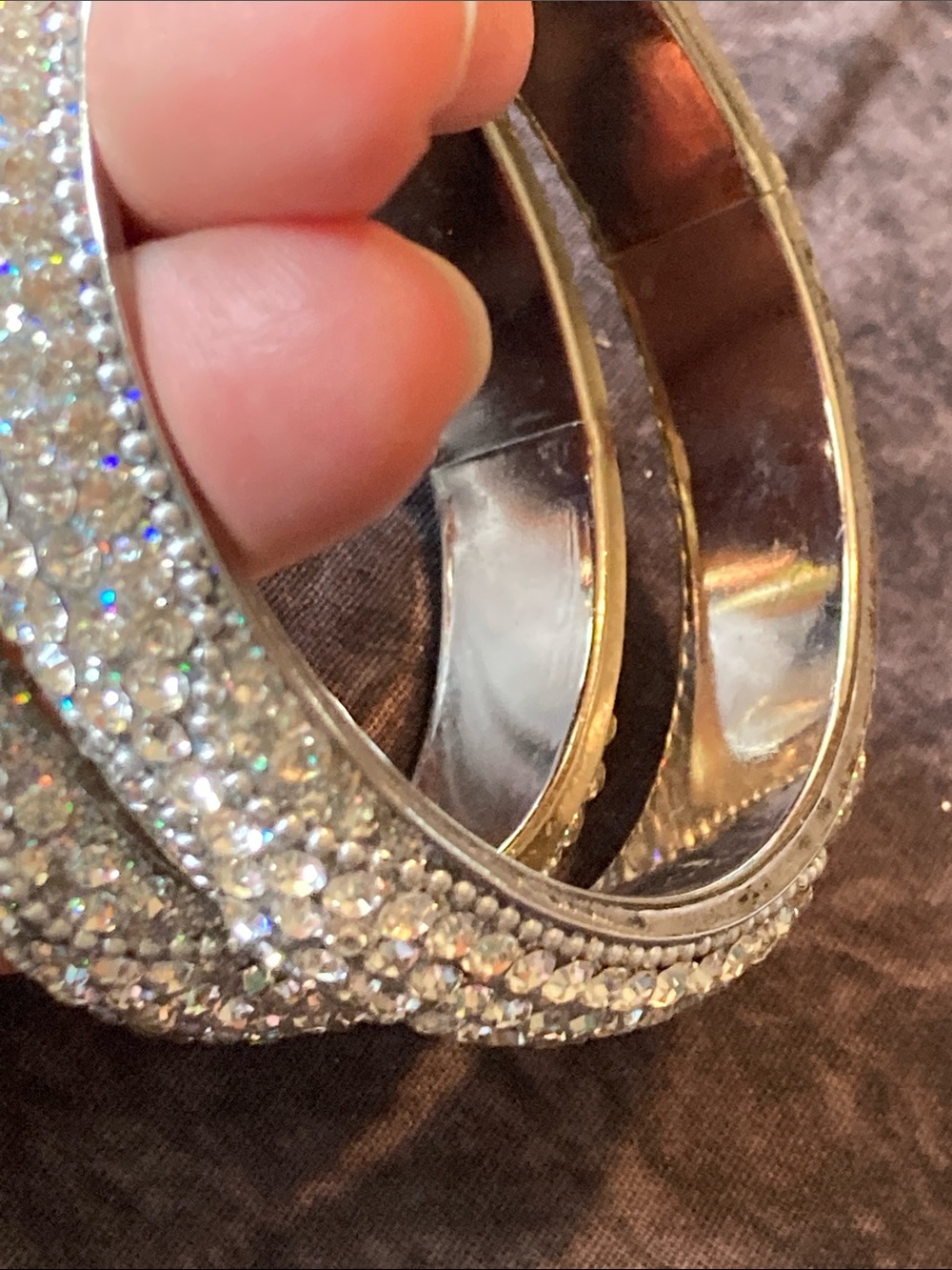 Crystal Pave & Bead Silver-Tone Bangle Bracelet - Sparkling White - Picture 4 of 6
